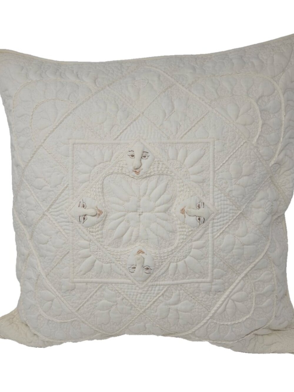 1980 Elizabeth Gurrier Trapunto Textile Fiber Fabric Art Pillow Sham Smithsonian